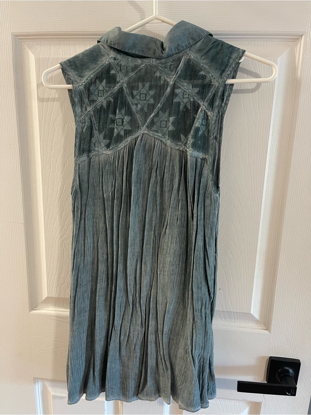 Free People Teal Washed Sleeveless Pleated Tunic - Picture 4 of 4